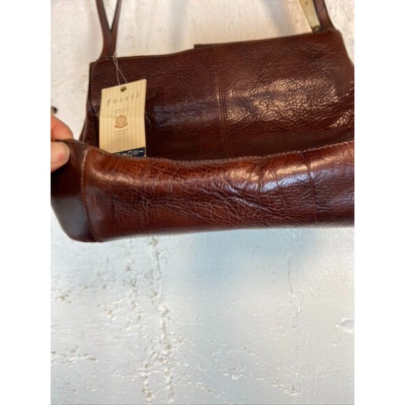 FOSSIL STERLING DOUBLE HANDLE BROWN LEATHER 12 X 11 PURSE NEW - Picture 2 of 6